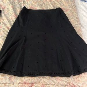 Ann Taylor black eyelet midi skirt size 2